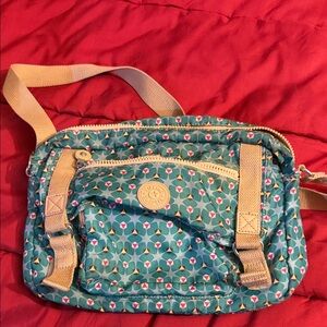 Kipling Teal and Tan Crossbody Bag